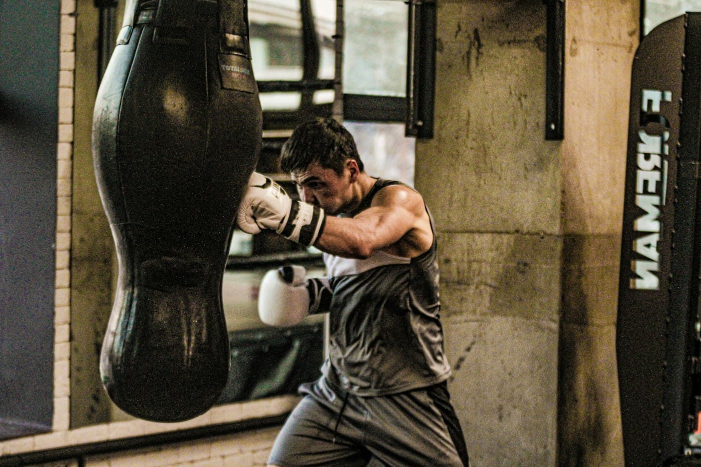 Boxing class training together in the studio